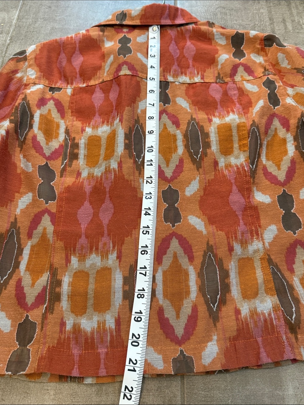 Ruby Rd. Rust Multi Ikat-Print Button Front Jacket - Picture 8 of 9